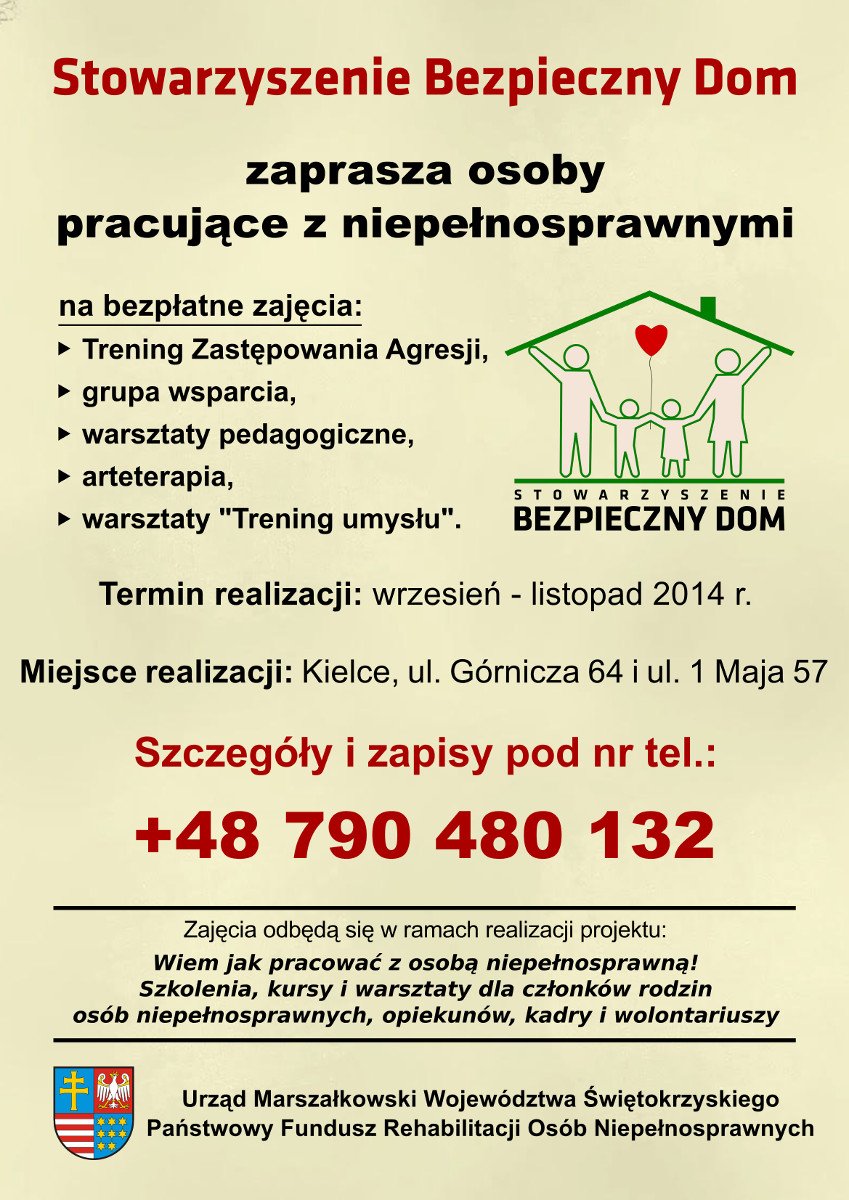 Zajęcia dla osób pracujących z niepełnosprawnymi